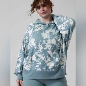 Athleta Balance Printed Tie Dye Hoodie Sweatshirt In Willow XL